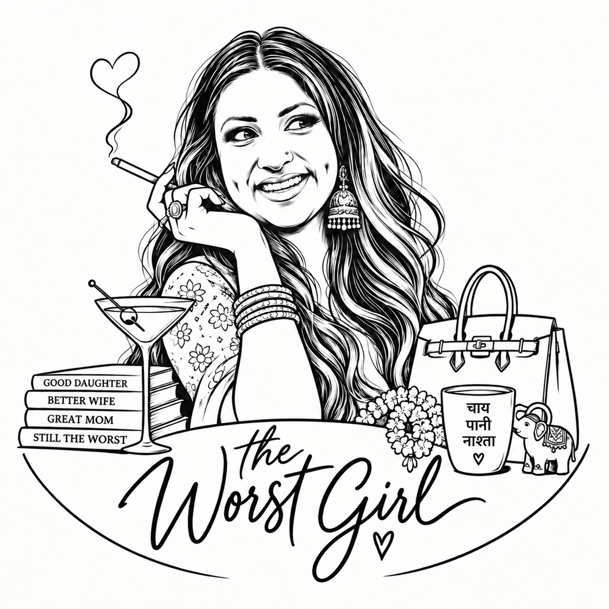 The Worst Girl illustrated brand artwork